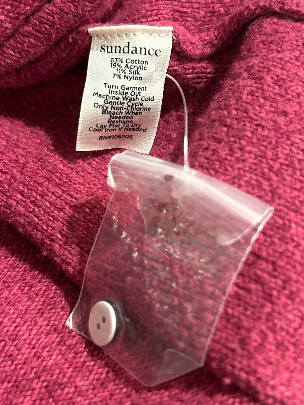 Sundance NWOT Homestead Henley Sweater Berry Red Cotton Silk Lightweight Size M - Picture 6 of 6